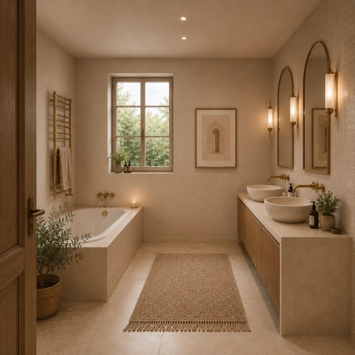 Contemporary, Bathroom, Chic, Nature, Creation of exclusive furniture, 3D ambiance, Plan, Renovation