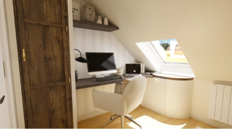 Bohemian, Japanese, Nature, Office, Full Project, Creation of exclusive furniture, 3D ambiance, Plan, Renovation