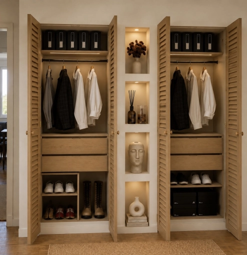 Bohemian, Minimalist, Nature, Dressing, Creation of exclusive furniture, 3D ambiance, Plan