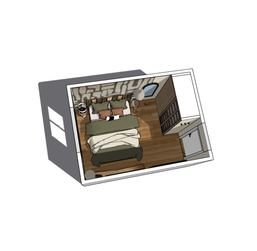 Minimalist, Contemporary, Room, Wabi-sabi, Full Project, Creation of exclusive furniture, 3D ambiance, Plan, Renovation