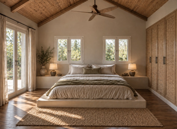 Bohemian, Japanese, Room, Nature, Wabi-sabi, Full Project, Energy renovation, Creation of exclusive furniture, 3D ambiance, Plan, Renovation