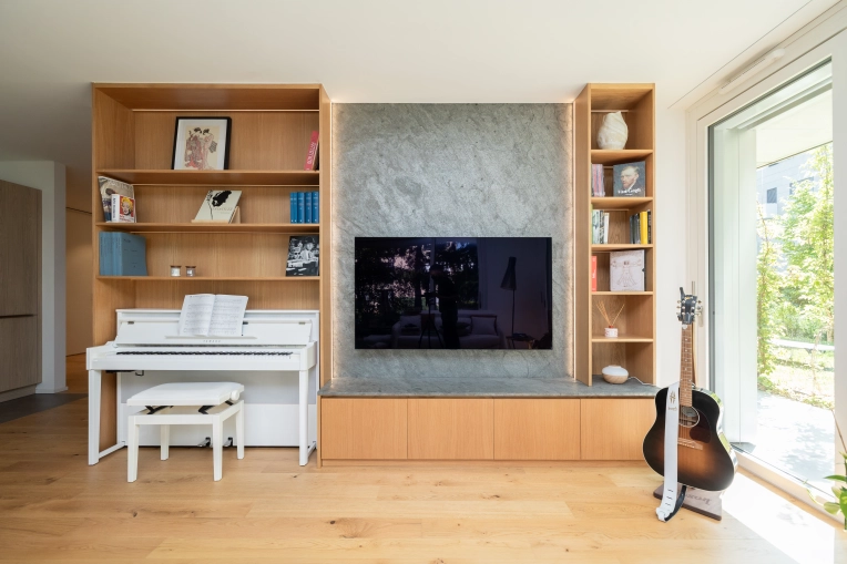 Minimalist, Contemporary, Flats / Apartments, Chic, Living room, Full Project, Creation of exclusive furniture, Shopping list, 3D ambiance, Plan, Renovation, Layout