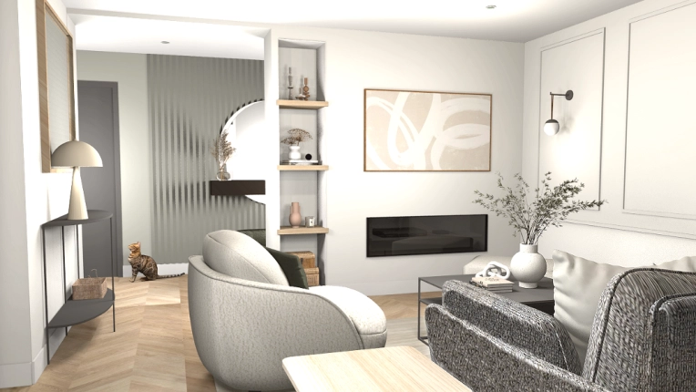 Minimalist, Contemporary, Scandinavian, Flats / Apartments, Chic, Living room