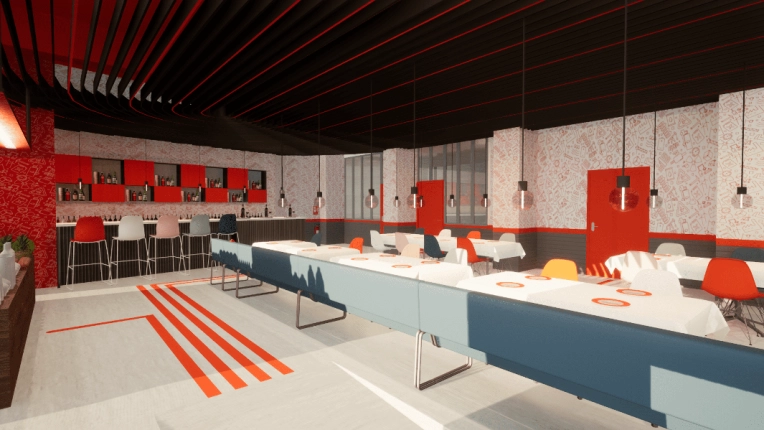 Industrial, Contemporary, Buildings Open to the Public, Restaurant