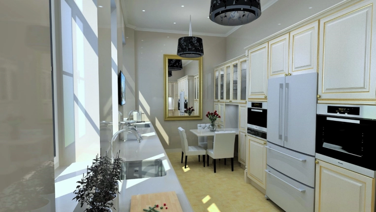 Contemporain, Appartement, Cuisine, Chic