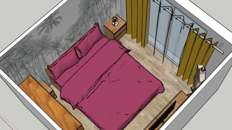 Scandinave, Appartement, Chambre, Nature