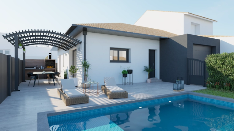 Maison individuelle, Contemporain, Extérieur/Jardin