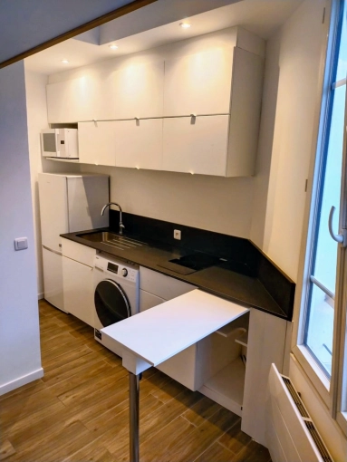 Minimalist, Contemporary, Flats / Apartments, Kitchen, Dining room, Consultation Visit, Full Project, Home Staging, Coach shopping, Creation of exclusive furniture, Shopping list, 3D ambiance, Plan, Renovation