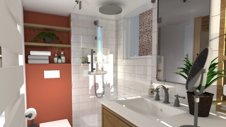 Contemporain, Scandinave, Salle de bain, Nature