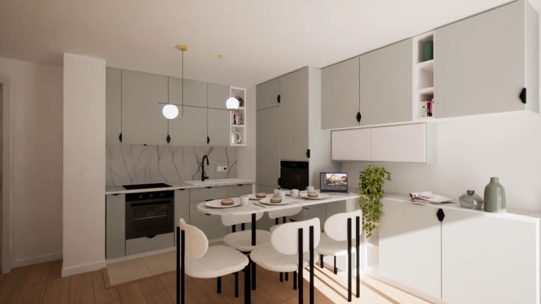 Home, Minimalist, Contemporary, Flats / Apartments, Kitchen, Chic, Nature