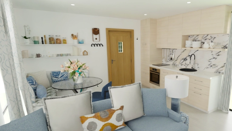 Contemporain, Appartement, Cuisine, Chic