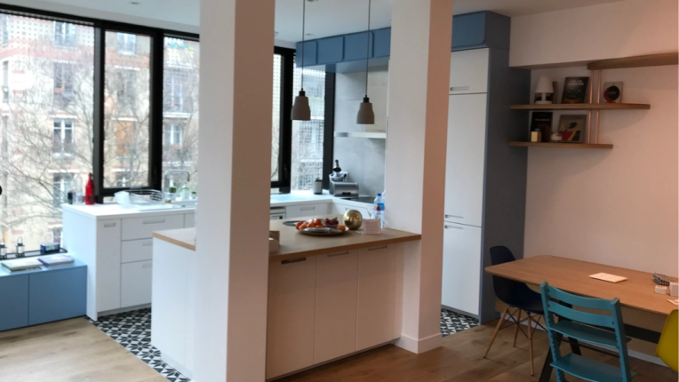 Minimalist, Contemporary, Scandinavian, Flats / Apartments, Kitchen, Chic, Living room
