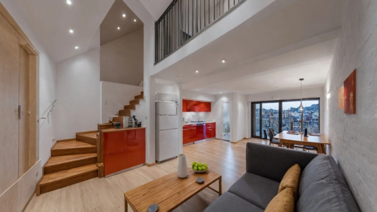 Flats / Apartments, Vintage, Kitchen, Living room