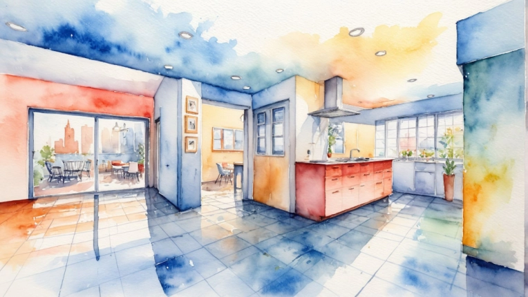 Rustic, Contemporary, Flats / Apartments, Kitchen, Living room