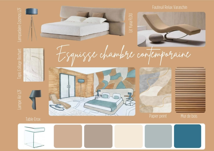Minimaliste, Contemporain, Chambre, Chic