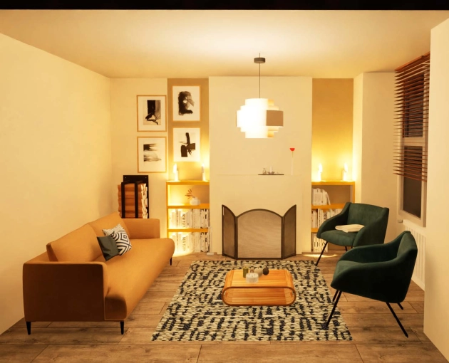 Contemporain, Appartement, Salon / séjour