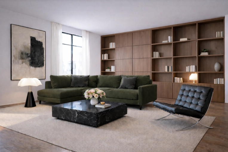 Contemporary, Living room, Full Project, Creation of exclusive furniture, 3D ambiance