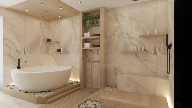Japanese, Bathroom, Chic, Nature
