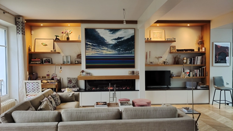 Contemporary, Chic, Living room, Full Project, Creation of exclusive furniture, 3D ambiance