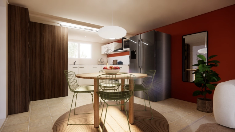 Vintage, Dining room, 3D ambiance