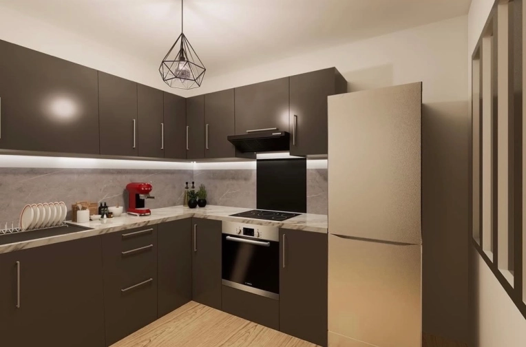 Minimalist, Kitchen, Full Project, Shopping list, 3D ambiance