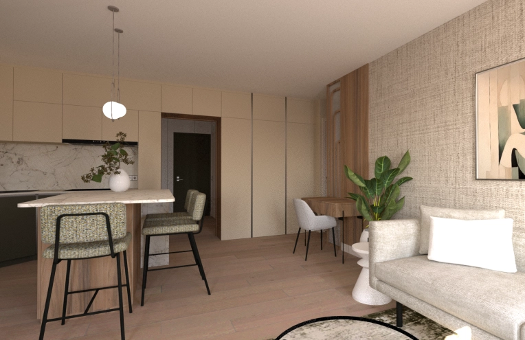 Minimalist, Kitchen, Chic, Consultation Visit, Full Project, Shopping list, 3D ambiance
