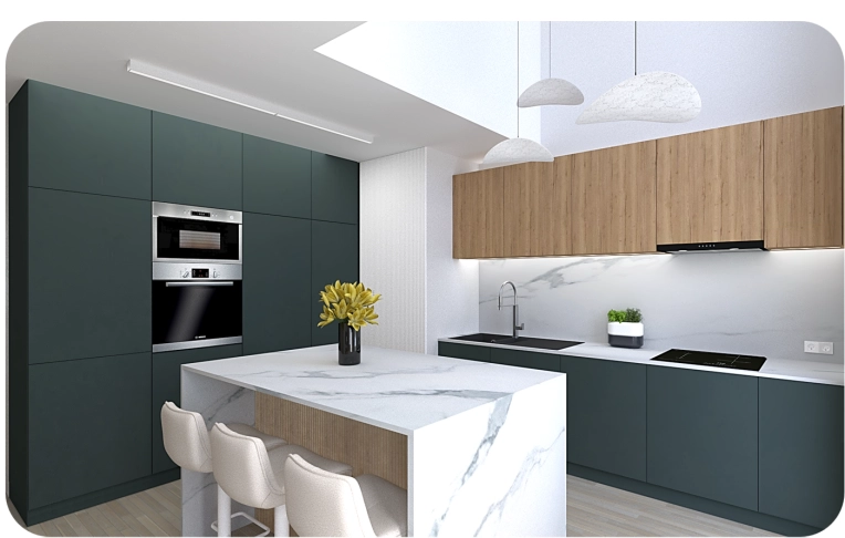 Minimalist, Scandinavian, Kitchen, Consultation Visit, Shopping list, 3D ambiance