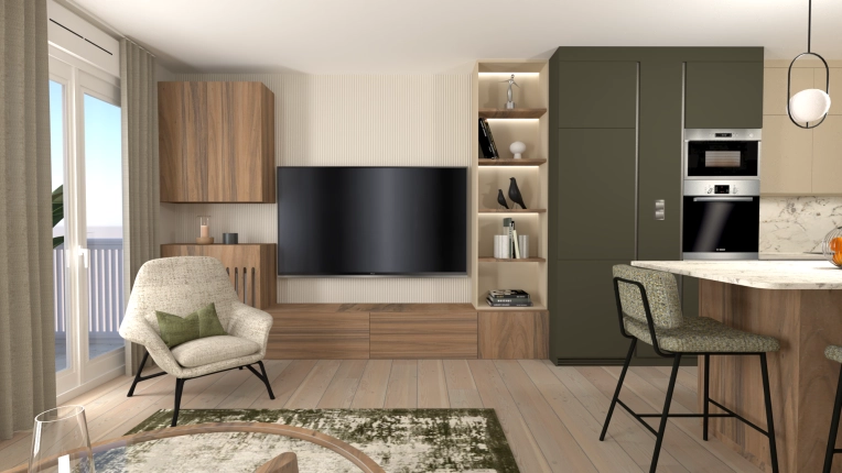 Contemporary, Scandinavian, Chic, Living room, Consultation Visit, Full Project, Creation of exclusive furniture, Shopping list, 3D ambiance