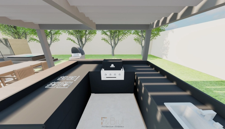 Contemporary, Kitchen, 3D ambiance