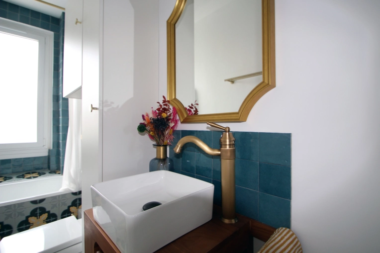 Contemporary, Vintage, Bathroom, Chic, Full Project, 3D ambiance