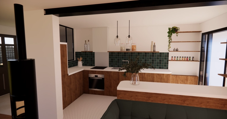 Bohemian, Contemporary, Kitchen, Chic, Nature, Feng Shui, Consultation Visit, Home Staging, 3D ambiance