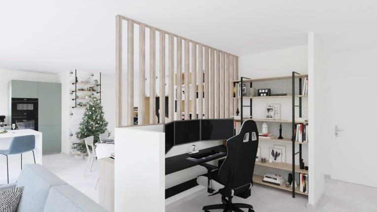 Contemporary, Office, 3D ambiance