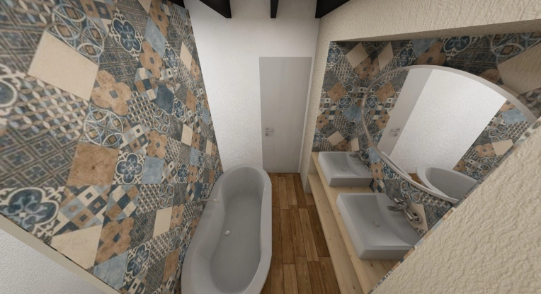 Rustic, Vintage, Bathroom, 3D ambiance