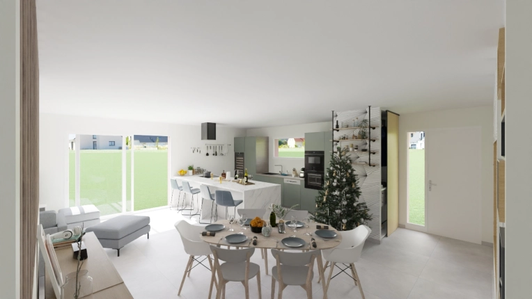 Contemporary, Nature, Living room, 3D ambiance