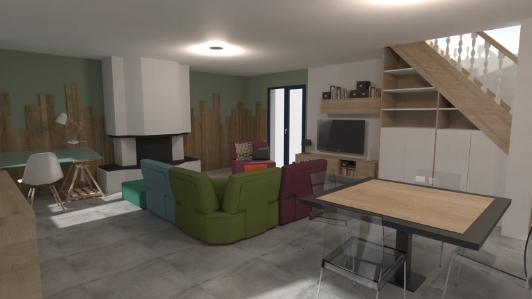 Industrial, Scandinavian, Nature, Living room, Consultation Visit, Full Project, Creation of exclusive furniture, 3D ambiance, Textile designer