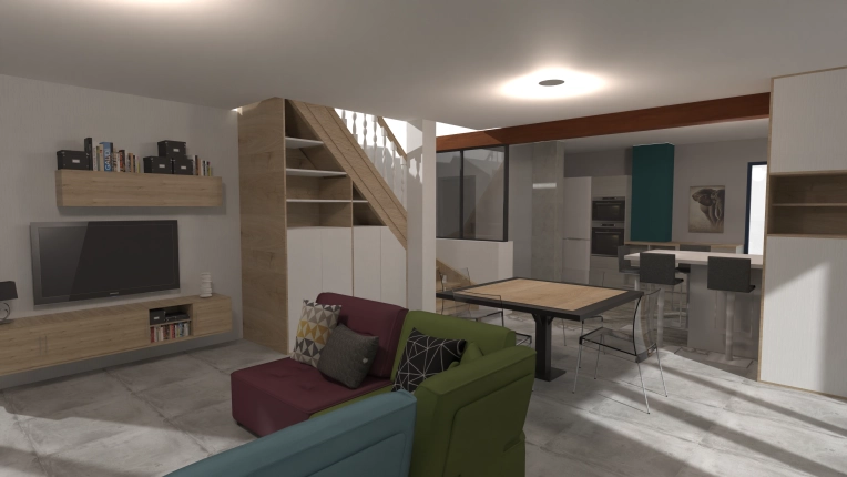 Industrial, Scandinavian, Nature, Living room, Consultation Visit, Full Project, Creation of exclusive furniture, 3D ambiance, Textile designer