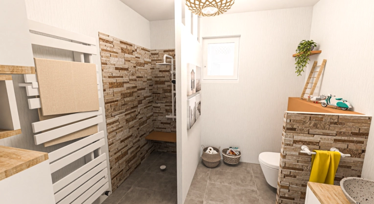 Bohemian, Vintage, Bathroom, Nature, Consultation Visit, Full Project, Home Staging, Remote Coaching, Creation of exclusive furniture, 3D ambiance, Textile designer