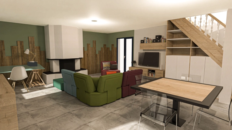 Industrial, Scandinavian, Nature, Living room