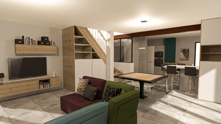 Industrial, Scandinavian, Nature, Living room