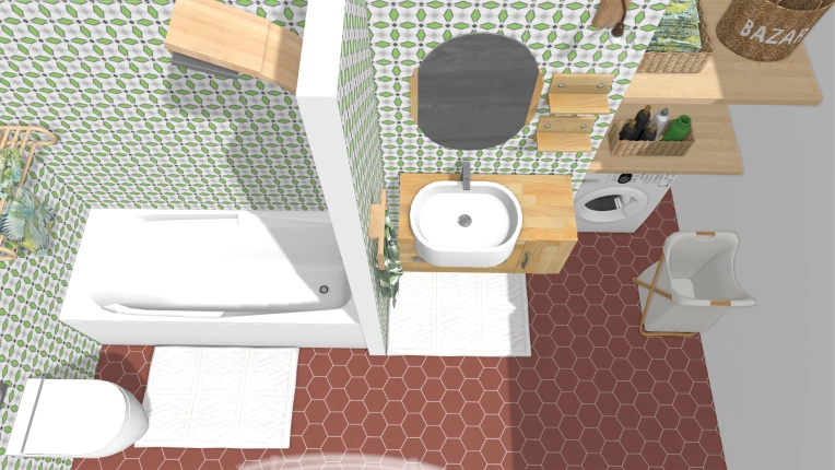 Bohemian, Bathroom, Chic, Full Project