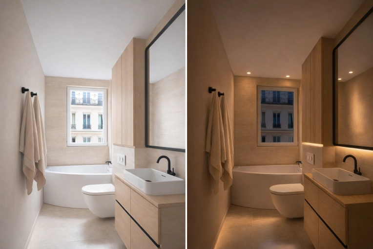 Contemporain, Appartement, Salle de bain, Projet complet