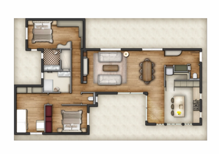 Home, Minimalist, Contemporary, Consultation Visit, Full Project, 3D ambiance, Plan