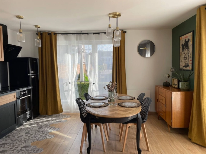 Bohemian, Vintage, Nature, Living room, Full Project, 3D ambiance, Plan