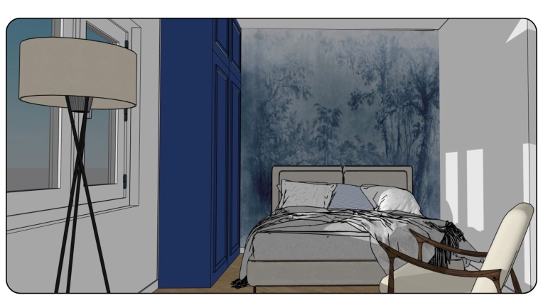 Room, Full Project, 3D ambiance, Plan