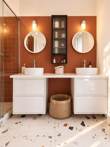 Bohemian, Contemporary, Bathroom, Consultation Visit, Full Project, Shopping list, 3D ambiance, Plan, Renovation