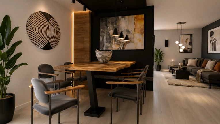 Industrial, Chic, Nature, Dining room, Consultation Visit, Remote Coaching, 3D ambiance, Plan, Renovation
