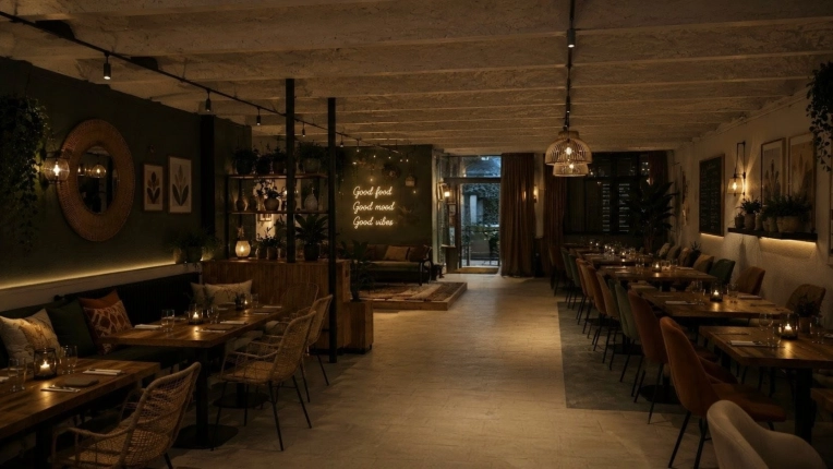 Bohemian, Restaurant, Chic, Nature, Feng Shui, Consultation Visit, Full Project, Home Staging, Shopping list, 3D ambiance, Renovation