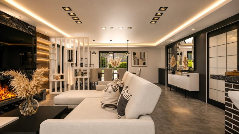 Industrial, Contemporary, Chic, Living room