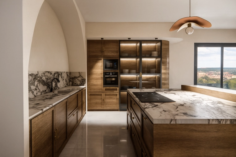 Contemporary, Kitchen, Chic, Creation of exclusive furniture, 3D ambiance