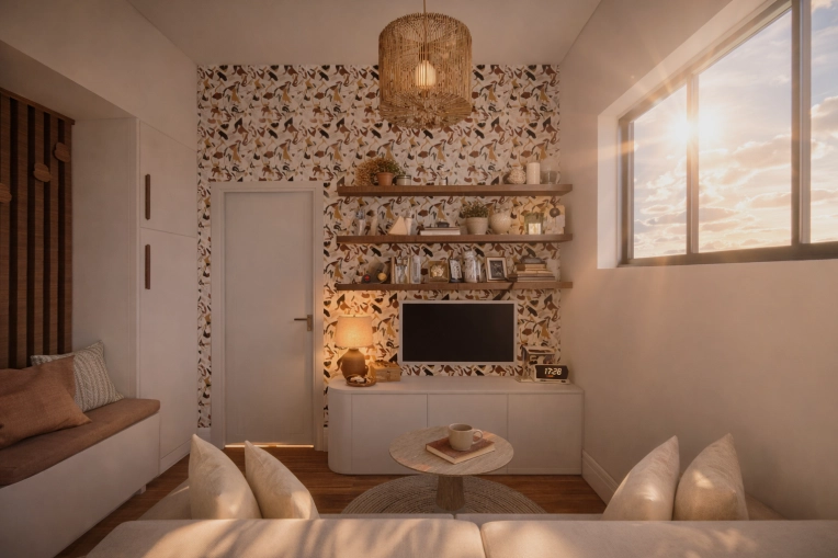 Contemporary, Living room, Creation of exclusive furniture, 3D ambiance